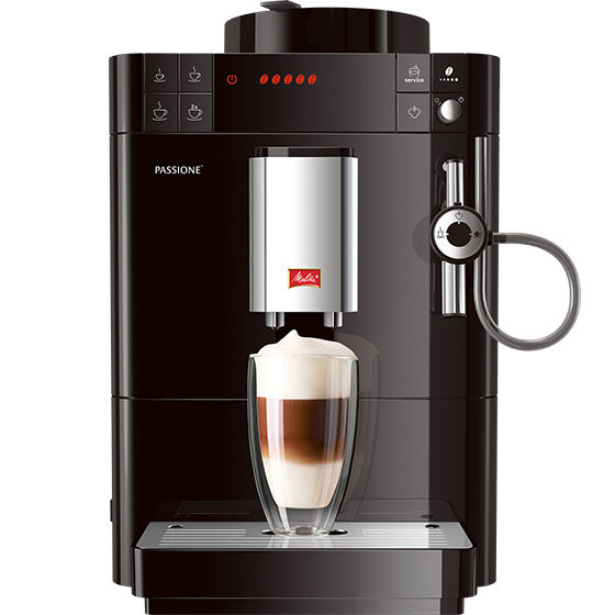 Melitta® Kaffeevollautomat Melitta Passione Schwarz F530 102 6767335 – Studio front view of black Passione® machine with minimal design