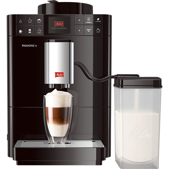Melitta® Kaffeevollautomat Melitta Passione OT F531 102 Schwarz 6767348 10 – Studio product shot with clear display, silver buttons, and dual spouts
