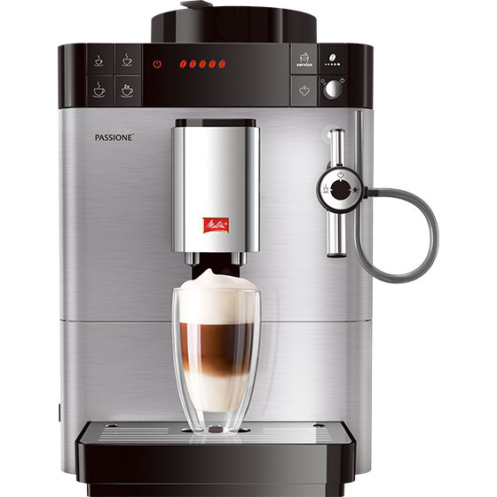 Melitta® Kaffeevollautomat Melitta Passione Edelstahl F540 100 6767341 10 – Stainless steel machine shown in minimalist kitchen setting