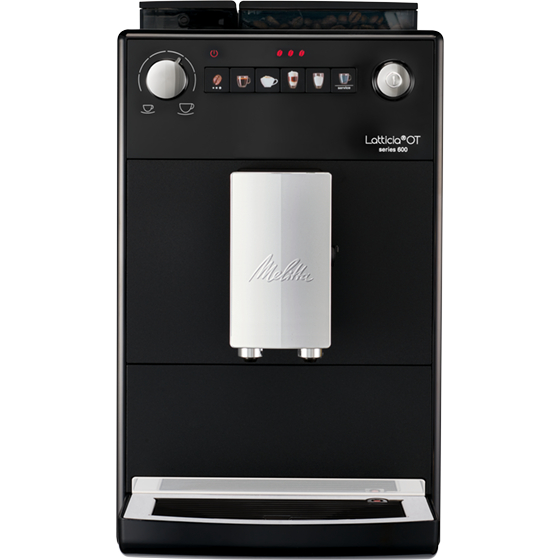 Melitta® Kaffeevollautomat Melitta 6771892 1 – Compact black coffee machine with minimalist design shown from front